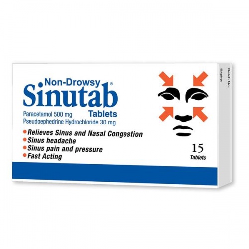 Sinutab Non-Drowsy - 15 Tablets